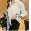 Women's Blouses Women's Striped Vintage Elegant Long Sleeve Casual Womens Tops 2023 Autumn Professional Shirts For Office Ladies