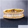 Anneaux De Bande De Haute Qualité Rond Zircon Anneau Pour Les Femmes De La Mode 3 Couleurs Strass Fiançailles Délicat Couple De Mariage Saint Valentin D Dh4Fu