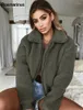 Damenjacken Fleecejacke Frauen Herbst weiblich breites Revers lässig Teddy abgeschnitten Bomber Winter Damen Pelzmantel