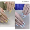 Falska naglar 24st Cow Print Design Flower Leaf Manicure avtagbar tryck på nagel fullt omslag Kistan slitage Artificial Fake NLCSH24