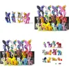 Figuras de brinquedo de ação 16 unidades / conjunto 3-6 cm Pequeno PVC Figuras de brinquedo de ação Cavalo Princesa Celestia Luna Presente de Natal para crianças Brinquedos Drop Deli Dhyxt