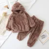 Pyjamas Baby Boy Girl Clothes Pyjamas Set Thick Flannel Fleece Toddler Child Warm Catoon Bear Sleepwear Kids Home Suit Autumn/Winter 231108