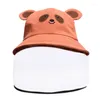 Berets Toddler Kids Baby Protective Bucket Hat Clear Visor Full Face Shield Cartoon Panda Animal Ears Anti-Saliva Fisherman