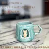 Mugs Style Mug Cute 3D Animal Pink Blue Handmade Ceramic Creative Water Cup Couple Coffee Milk Birthday Gift