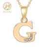 Chaînes Zhijia Simple Luxe Cristal Strass Or Couleur 26 Anglais Lettre A-Z Pendentif Collier Pour Hommes Femmes Cadeaux