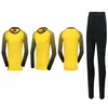 Outros artigos esportivos homens manga longa preto goleiro camisa de futebol definir goleiros adultos uniforme de futebol amarelo calças compridas DIY nome número 231107