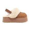 Womens tazz chinelos chesut tasman pele slides clássico mostarda semente ultra mini plataforma bota casa mule camurça lã selo inverno designer