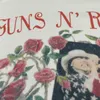 Gunsn Rose Gunshot Band Wash Utilisé Imprimer Vtg High Street Retro Loose Casual T-shirt à manches courtes