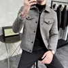 Herrjackor 2023 Autumn/Winter Men's Slim Fit Wool Classic Striped Jacket Högkvalitativt Business Casual Fleece British Style Coat S-3XLZLN231108