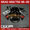 Body Kit For SUZUKI SRAD GSXR 750 600 CC GSXR600 GSXR750 1996-2000 168No.119 GSX-R750 GSXR-600 1996 1997 1998 1999 2000 600CC 750CC 96 97 98 99 00 MOTO Fairing silvery black