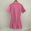 Casual Dresses Spring/Summer Dress Elegant Fashion Short Sleeve Polo Neck Pink Sweetheart Dress 230408