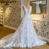 Party Dresses 2022 Robe Mariee Sevess V Neck Wedding Dress Lace Applique Blush Pink Backss Bridal Gown Robe de Soire