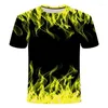 Męskie koszule Summer Modna Moda 3D Print Flame Shirt Men Trend Street Style European Tops