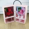 Creative mydle Rose Flower Pudełko na Walentynki Świąteczne pudełka na prezenty Craft Roses sztuczne dekoracyjne kwiaty bukiet