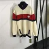 Hırka örgü ceket tasarımcısı kazak çift harfli işlemeli renk bloğu balıkçı balıkçıl fermuarı uzun kollu trend örgü sweater