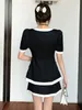 Vestidos de trabajo High Street French Vintage Small Fragant Age Reduciendo 2 Pcs Sets Women Square Neck Chaqueta Caída Falda de falda Slimming