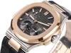 Nowa luksusowa męska zegarek Nautilus 5712 Faza księżyca praca Dwucie Automatyczna 316 Średnica stali ze stali nierdzewnej 40 mm skórzany pasek