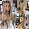 Other Fashion Accessories 13x4 Lace Frontal Human Hair Wig HD Transparent Lace Front Ash Blonde Highlight Wig Brazilian Ombre Gray Straight Lace Front Wi