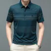 Мужские рубашки Browon Brand Brand Polo Tops Tops 2023 Fashion Smart Casual с коротким рукавом рабочая одежда полосатая принт лето 230407