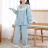 Pajamas New Spring Autumn Girls Pajamas مجموعة حلوة الأميرة على غرار الأطفال ملابس المنزل الفتيات غير الرسمي لون نقي طويل الأكمام بيجامات R231108