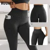 Active Pants RUUHEE Seamless Leggings Women Tummy Contorl High Waist Yoga Pant Scrunch BuWomens Legging Hidden Pocket For Fitness
