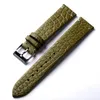 Oglądaj zespoły ręcznie robione z awokado zielony skórzany opaska 20 22 mm miękka bransoletka krokodyli vintage w stylu Mężczyźni Szybkie wydanie