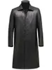 Heren lederen faux mauroicardi herfst lange zwarte trenchcoat voor dames mouw enkele rij knopen luxe Britse stijl mode 231108