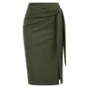 Skirts KK Woman Clothing Bow-Knot Decorated High Waist Side Slit Hips-Wrapped Bodycon Skirt Fashion Lady Slim Basic Tube Pencil