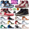 1s scarpe da basket per uomo donna Jumpman 1 alta OG Bred Patent Royal Bordeaux University Blue Hand Crafted sneakers da uomo moka scuro