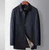 New high quality men's luxury Mid length version trech coat Designer Men brand England Style Lapel commerce Leisure Trench super jacket Solid Color Man Windbreaker