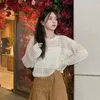 Suéteres femininos 2023 moda manga comprida suéter bege oco sólido casual tops camisa verão pulôveres de malha