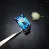 Cluster Rings Luxury Big Size Square Natural Blue Topaz Gem Ring With Silver Jewelry Party Anniversary Birthday Selling Gift