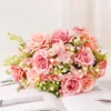 Flores decorativas flor artificial buquê de rosas de seda sala de estar decoração de jardim princesa festa de casamento rosas falsas