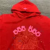 Erkek Hoodies Fashion SP5der 555555 Sweatshirt Tasarımcı 2023 Kırmızı Hoodie Erkekler Kadınlar 1 Yüksek Kaliteli Melek Numarası Puff Grafik Baskı Örümcek Sweaters