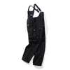 Men's Pants Men's One-Piece Work Loose Straight Wide Leg Suspenders Retro Casual Spring And Autumn Back