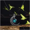 Pendant Necklaces 12 Constellation Necklace Sign Sier Crescent Moon Stars Zodiac Jewelry Glass Dome Choker Birthd Dhcbm