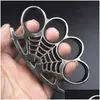 Brass Knuckles Spider Shape Web Metal Brass Knackle Duster Four Finger Tiger Fingers Outdoor Security Pocket Backpack EDC Tool8420582 OTVRH