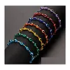 Frisado Turco Mal Olho Azul Frisado Fios Pulseira Artesanal Ajustável Corda Trançada Cadeia De Cristal Beads Pulseiras Para Drop Dhgarden Dhyxu