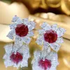 Stud Earrings Style Imitation Pigeon Blood Ruby 925 Sterling Silver 7mm Exquisite Simple And Versatile