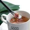 Trinkhalme Wiederverwendbare Trinkhalme aus Edelstahl mit Filterlöffel Teefilter Getränkerohr Rührlöffel Q694