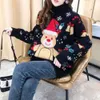 Natal sweaterlittle bear camisola vermelha feminina meia gola alta outono/inverno novo solto e preguiçoso fundo moda tendência malha topo