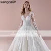 Abiti da festa Abito da sposa vintage Organza con ricami Abito da ballo Sweetheart Scollo a V Corsetto Full Seve Abiti da sposa Robe De Mariee Lace Up 0408H23