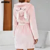 Women's Sleepwear Winter Women Robes Warm Flannel Lingeries Casual Hoodies Robe For Woman Thermal Bathrobe Leisure Long Sleeves Soft