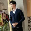 Men's Sweaters Cotton Cardigan Man Warm Coat Autumn Winter Rib Knit Top Korean Fashion V Neck Knitted Cardigans Knitwears