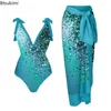 Damen Bademode 2023 Sommer Einteiliger Badeanzug mit Rock Print Cover Up Weibliche Retro Urlaub Strandkleid Surf Wear