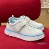 2024-Designer Trainer Sneaker Casual Shoes Calfskin Leather White Green Blue Overlays Platform Low Sneakers Shoe