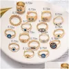 Banda anéis banda anéis na moda azul turco mal olho cobre ouro cor dedo ajustável para mulheres banhado moda jóias gota dhgarden dhf45