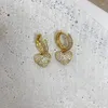 Boucles d'oreilles pendantes en forme de cœur, bijoux en Zircon plaqué or, en laiton, à la mode, sortie d'usine