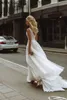 Party Dresses Eighta Boho Wedding Dresses V-Neck Appliques Lace A-Line Tul Wedding Gown Beach Simp Bridal Dress bestidos de novia 2020 0408H23