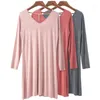 Women's Sleepwear Long Sleeve V-Neck Nightgown For Women Spring Summer Nightwear Casual Cotton Plus Size 7Xl Nightdress Loungewear